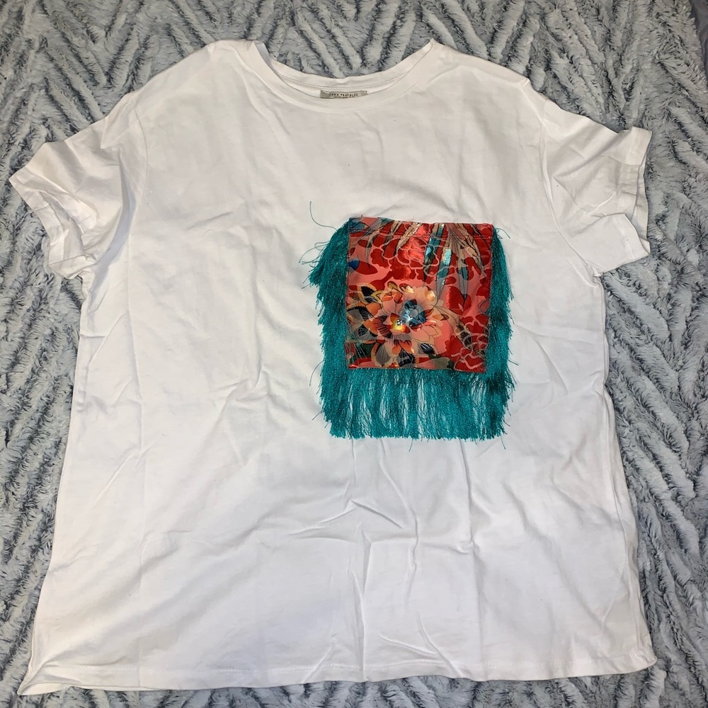 Zara Fringed Pocket T-Shirt